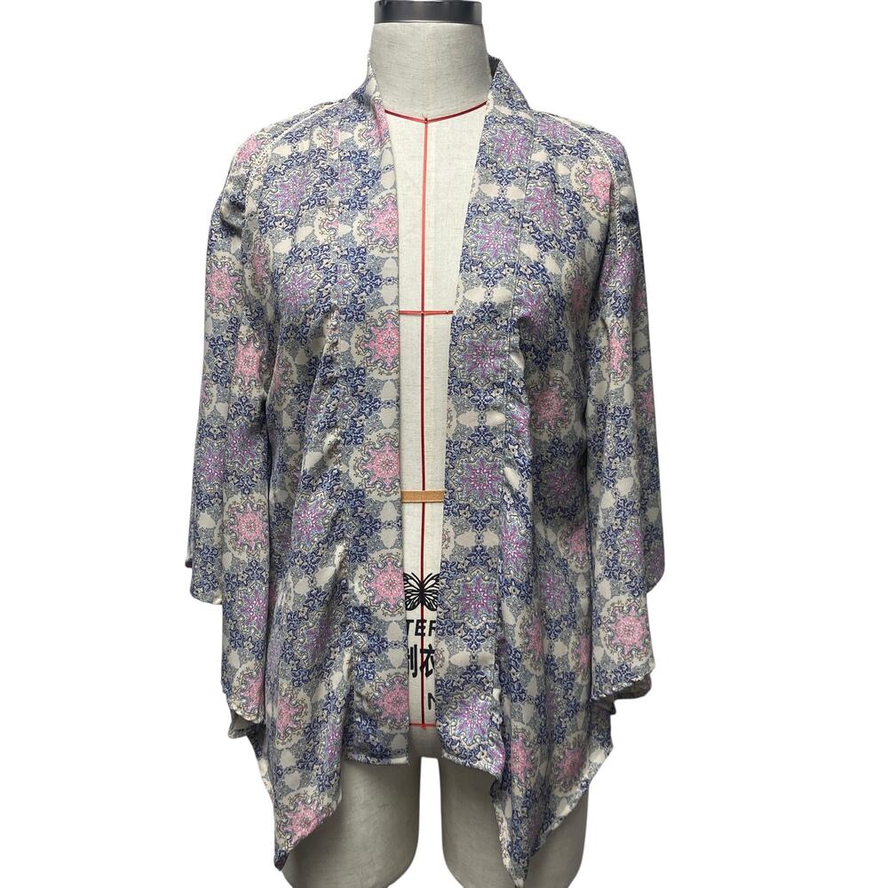 Japna Womens Size XS Floral Print Kimono Sleeve Open Front Cardigan